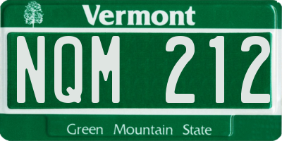 VT license plate NQM212