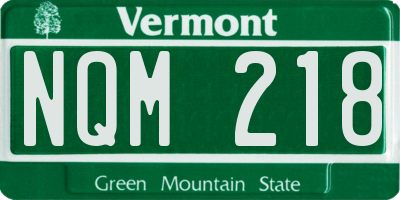 VT license plate NQM218