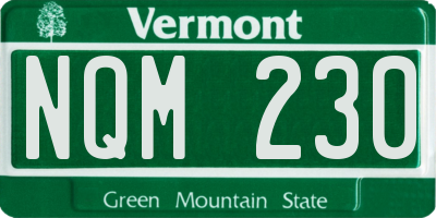 VT license plate NQM230