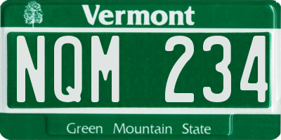 VT license plate NQM234