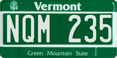 VT license plate NQM235