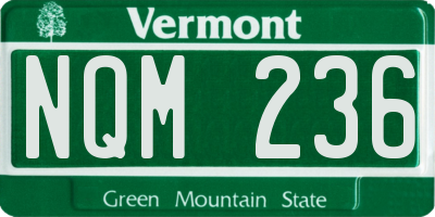 VT license plate NQM236