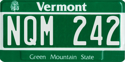 VT license plate NQM242