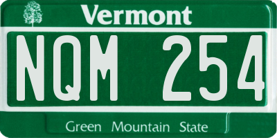 VT license plate NQM254