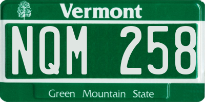 VT license plate NQM258