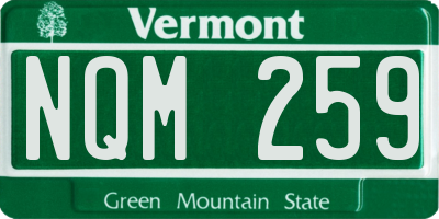 VT license plate NQM259