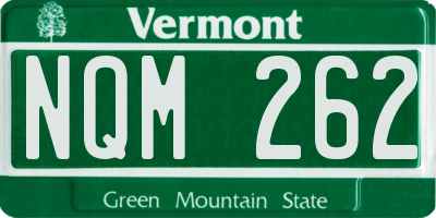 VT license plate NQM262