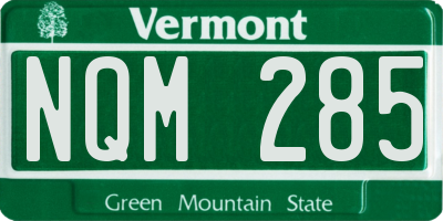 VT license plate NQM285