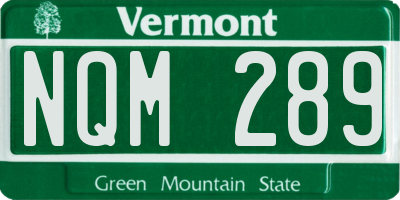VT license plate NQM289