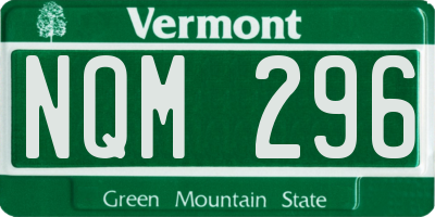 VT license plate NQM296