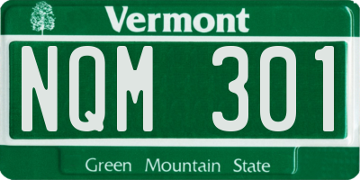 VT license plate NQM301