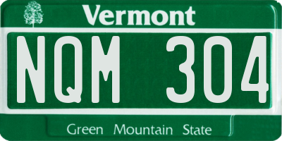 VT license plate NQM304