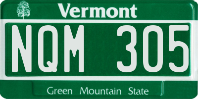 VT license plate NQM305
