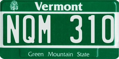 VT license plate NQM310