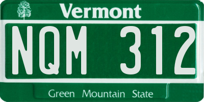 VT license plate NQM312