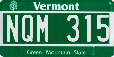 VT license plate NQM315