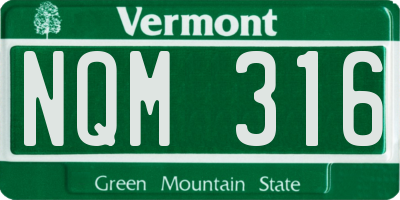 VT license plate NQM316
