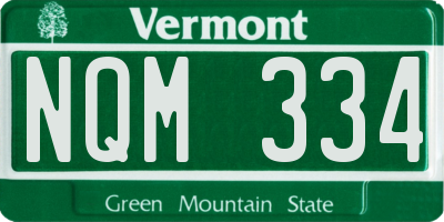 VT license plate NQM334