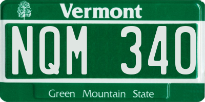 VT license plate NQM340