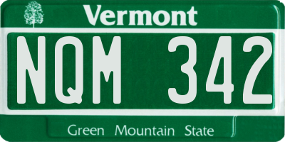 VT license plate NQM342
