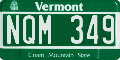 VT license plate NQM349