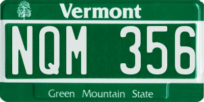 VT license plate NQM356