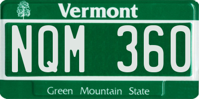 VT license plate NQM360