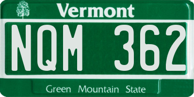 VT license plate NQM362