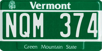 VT license plate NQM374
