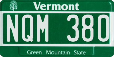 VT license plate NQM380