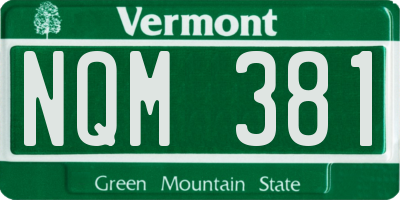 VT license plate NQM381