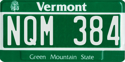 VT license plate NQM384