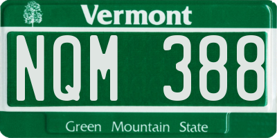 VT license plate NQM388