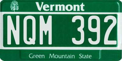 VT license plate NQM392