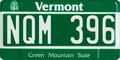 VT license plate NQM396