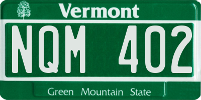 VT license plate NQM402