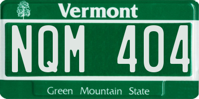 VT license plate NQM404