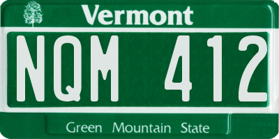VT license plate NQM412