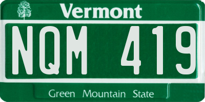 VT license plate NQM419