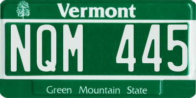 VT license plate NQM445