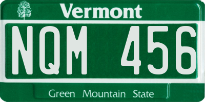 VT license plate NQM456