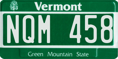 VT license plate NQM458