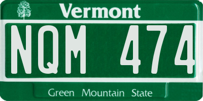 VT license plate NQM474