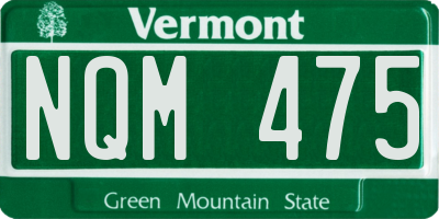 VT license plate NQM475