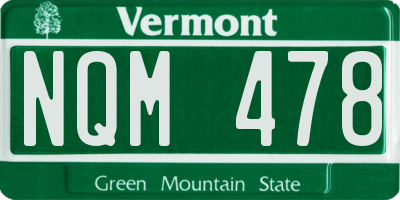 VT license plate NQM478