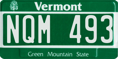 VT license plate NQM493