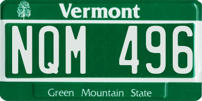 VT license plate NQM496