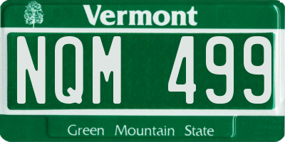 VT license plate NQM499