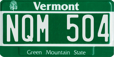 VT license plate NQM504