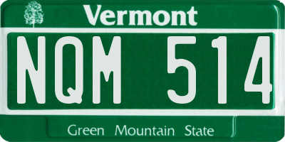 VT license plate NQM514